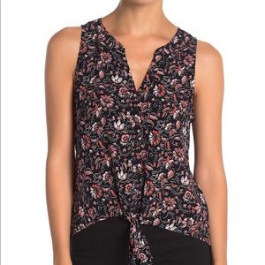 Sanctuary | Sleeveless Floral Button-up Tie Blouse